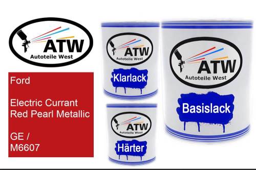 Ford, Electric Currant Red Pearl Metallic, GE / M6607: 1L Lackdose + 1L Klarlack + 500ml Härter - Set, von ATW Autoteile West.